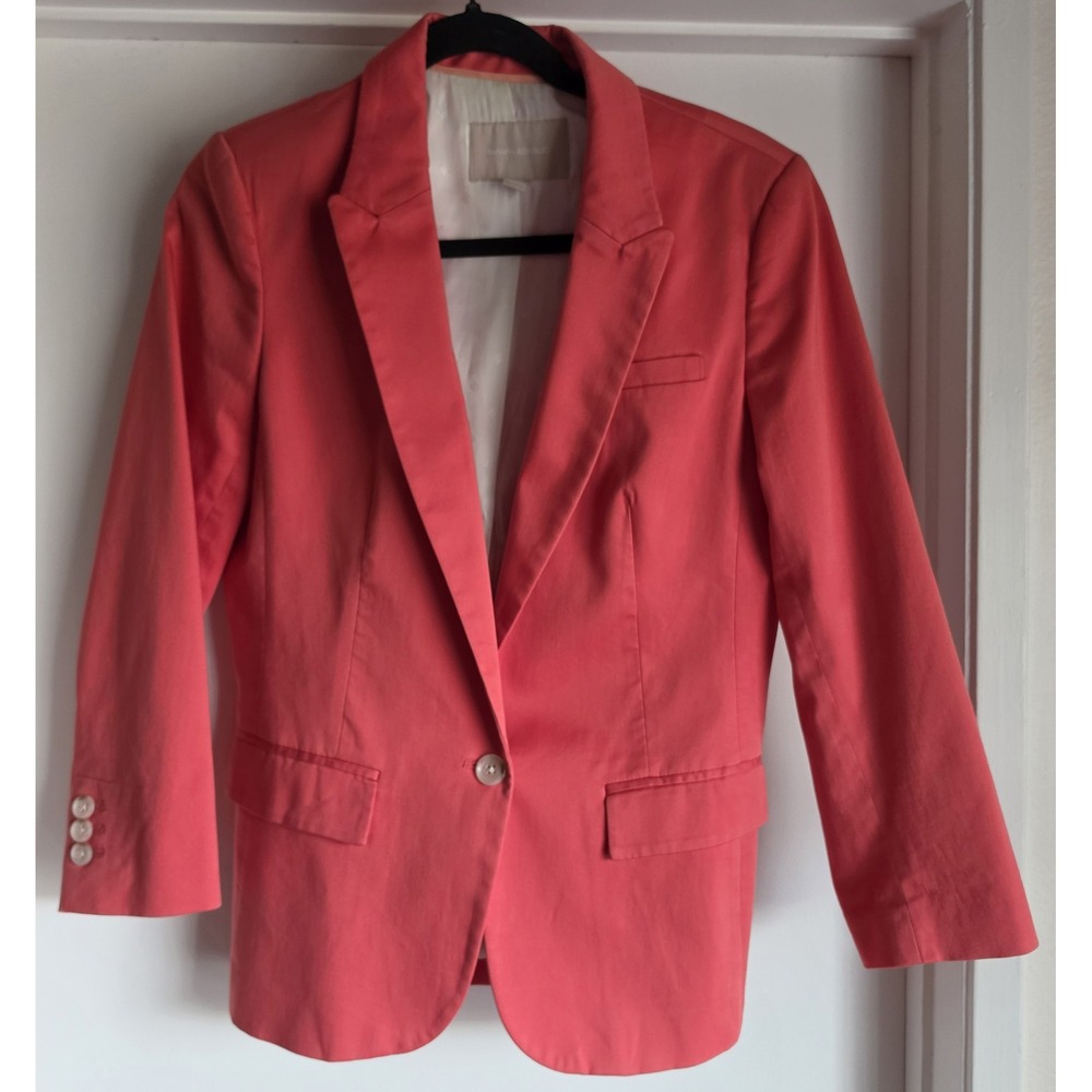 Banana Republic Blazer Size 8P Pink Solid Cotton Business Casual Jacket Coat